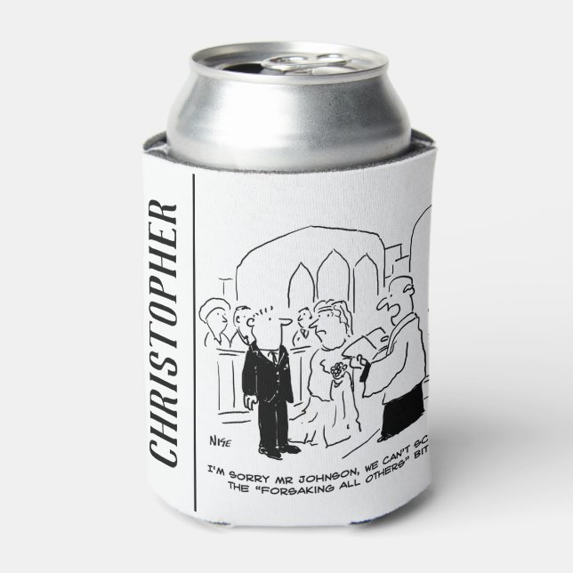 Wedding Church Service Vicar Can't Scrub Vows Can Cooler (Can Front)