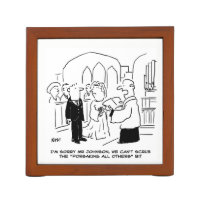 Wedding Church Service Vicar Can't Scrub Vows Desk Organizer