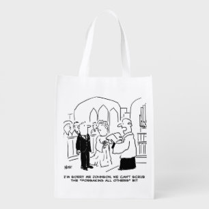 Wedding Church Service Vicar Can't Scrub Vows Grocery Bag