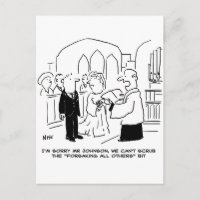 Wedding Church Service Vicar Can't Scrub Vows Postcard