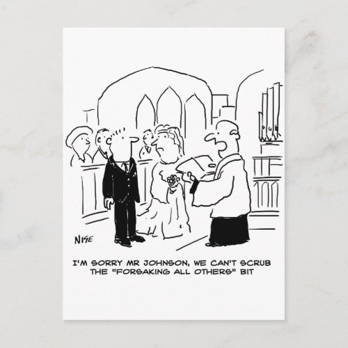 Wedding Church Service Vicar Cant Scrub Vows Postcard