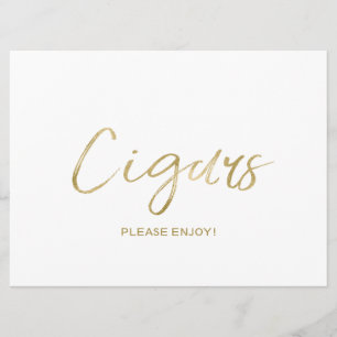 Wedding "Cigars" Sign Stylish Golden Invitation