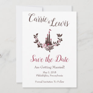 Wedding Cinderella Fairytale Castle Floral Garland Invitation