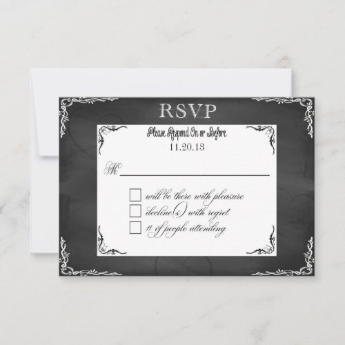 WeddingCivil Union Chalkboard Typography RSVP