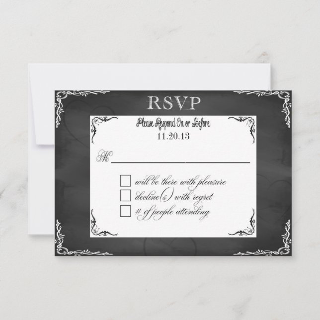 Wedding/Civil Union Chalkboard Typography RSVP Card (Front)