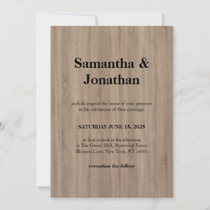 Wedding Classic Basic Brown Soft Wood Grain Invitation
