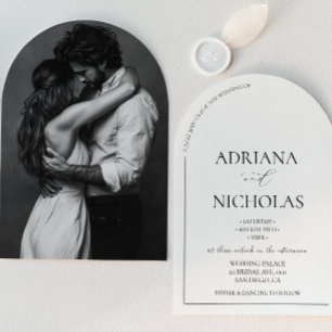 Wedding Classic Black & White Simple Arch Shaped Invitation