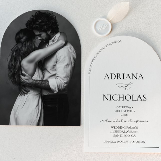 Wedding Classic Black & White Simple Arch Shaped Invitation (Creator Uploaded)