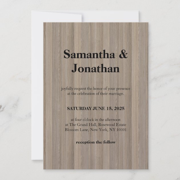 Wedding Classic Blonde Wood Pinstripe Invitation