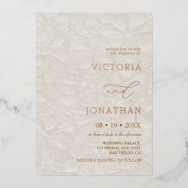 Wedding Classic Cream Ivory Foil Invitation (Front)