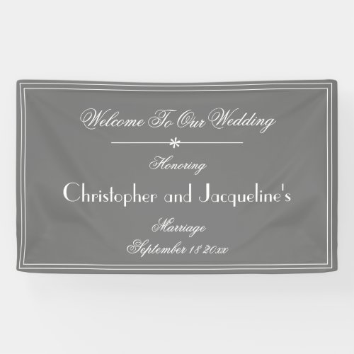 Wedding Classic Custom Names Chic Gray Welcome Banner