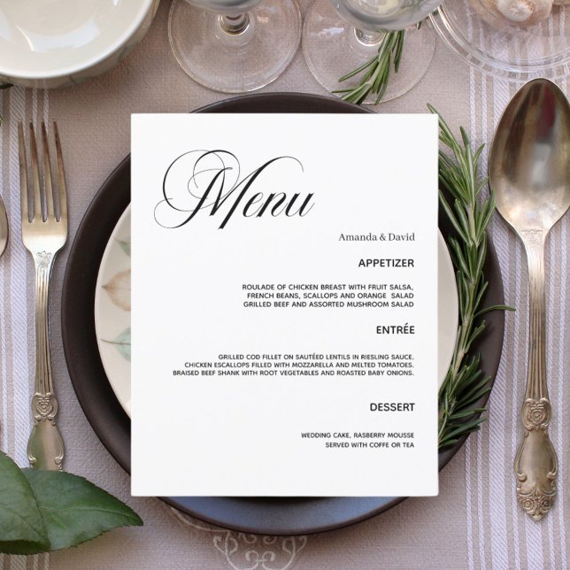 Wedding classic dinner menu card (Creator Uploaded)