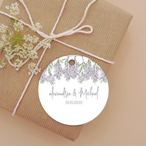 Wedding Classic Floral Lavender Lilac Wisteria Favor Tags