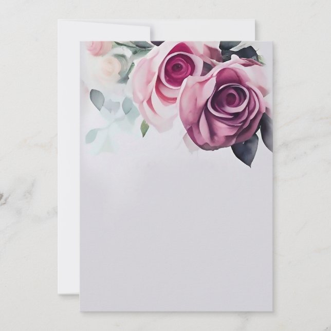 Wedding Classic Flower Watercolor Rose Postcard (Front)