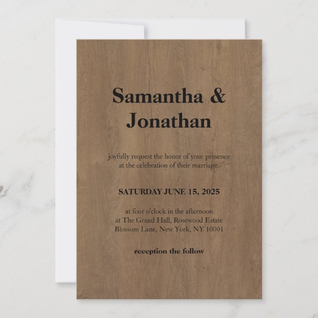 Wedding Classic Medium Wood Grain Invitation