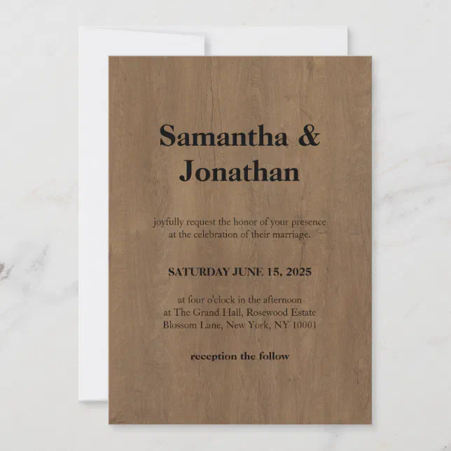 Wedding Classic Medium Wood Grain Invitation | Zazzle