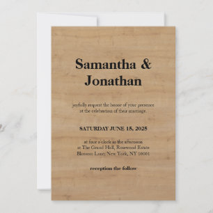 Wedding Classic Oak Light Wood Grain Invitation