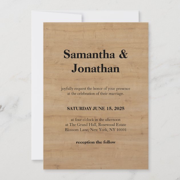 Wedding Classic Oak Light Wood Grain Invitation