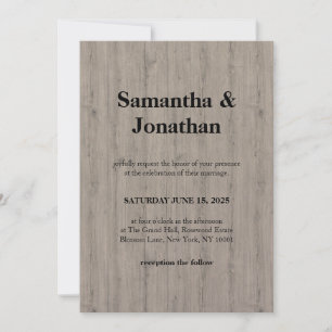 Wedding Classic Rustic Wood Plank Style Invitation