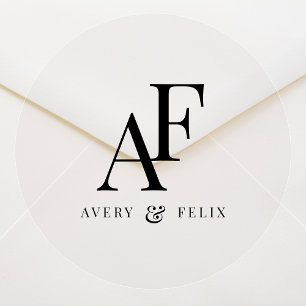 Wedding Clear Sticker Roll Monogram Label Seal