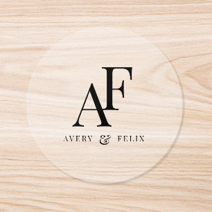 Wedding Clear Sticker Roll Monogram Label Seal