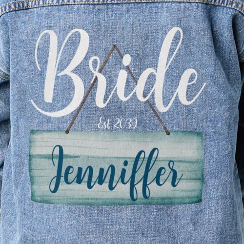 Wedding Coastal Bride Rustic Monogram Denim Jacket