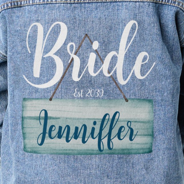 Wedding Coastal Bride Rustic Monogram Denim Jacket (Creator Uploaded)