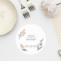 Wedding Coaster with Romantic Botanical Design