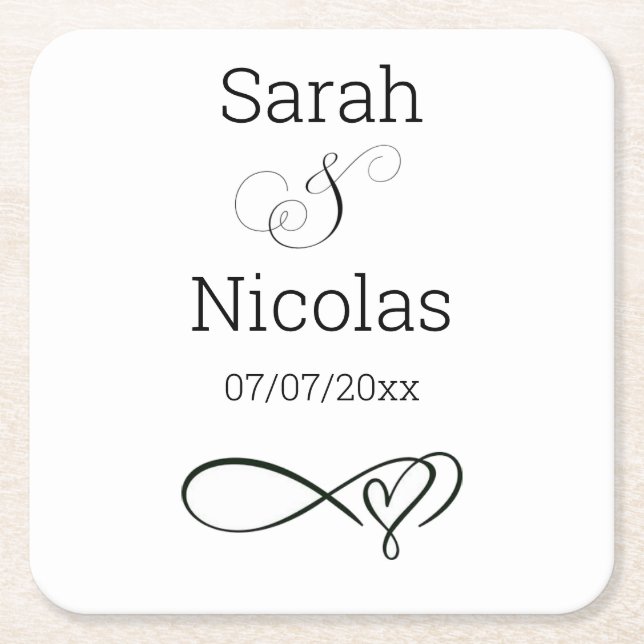 Wedding coasters personalized minimalist  (Front)