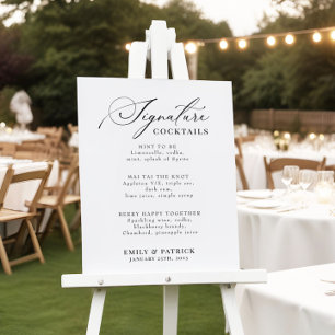 Wedding Cocktail Bar Menu Elegant Modern Poster