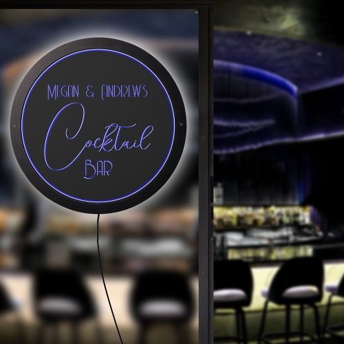 Wedding Cocktail Bar Party Room Blue Sign