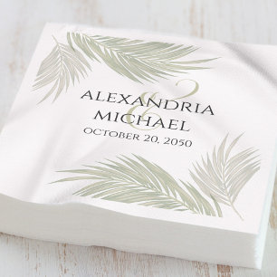 Wedding Cocktail Elegant Greenery Palm Leaves Napkins