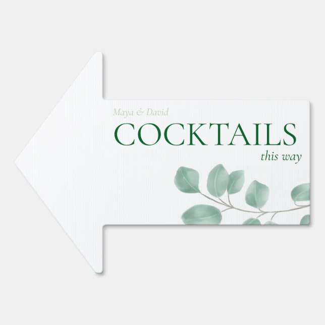 Wedding Cocktail Hour Outdoor Sign Eucalyptus (Front)