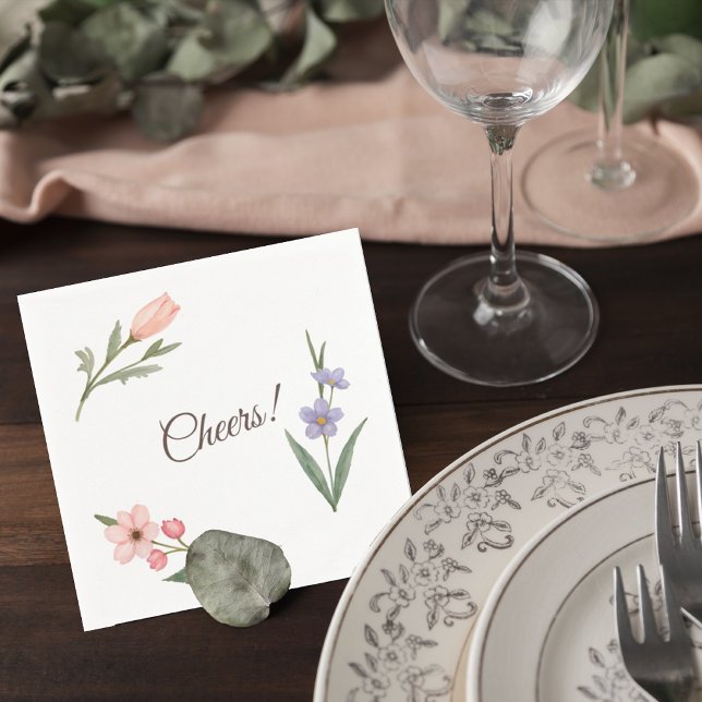 Wedding Cocktail Napkin with Botanical Design (Creator Uploaded)