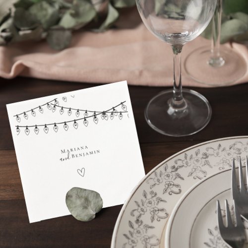 Wedding Cocktail Napkin with String Lights