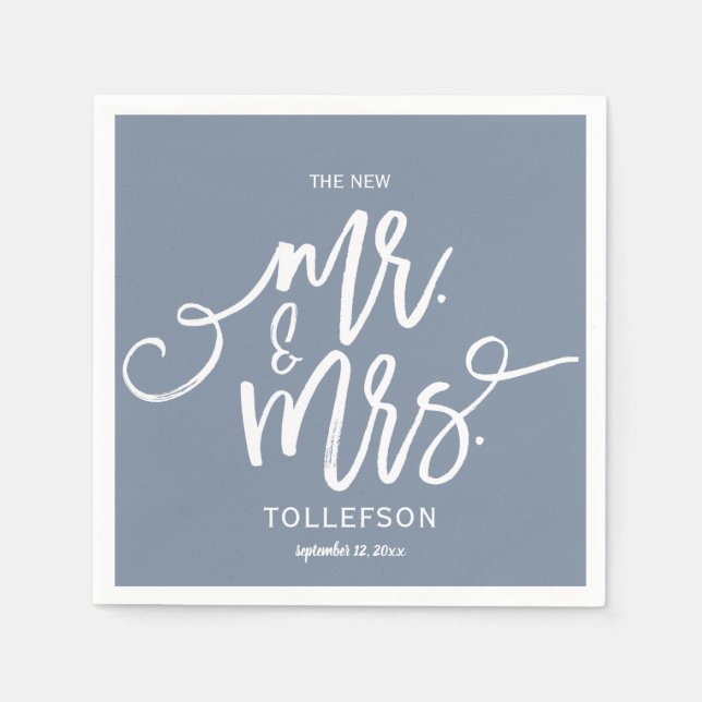 Wedding Cocktail Napkins | Typography (Dusty Blue) (Front)