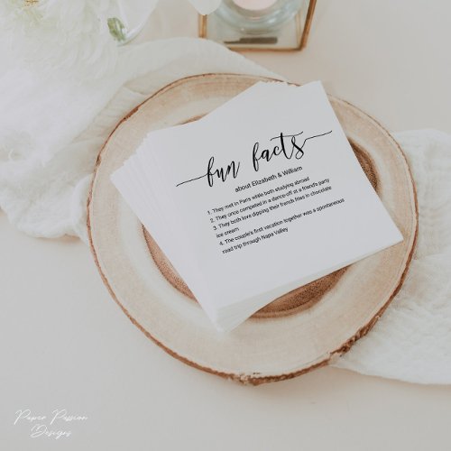 Wedding Cocktail Napkins with Fun Facts