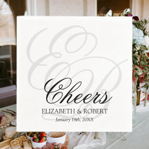 Wedding Cocktail Simple Cheers Monogram Napkins