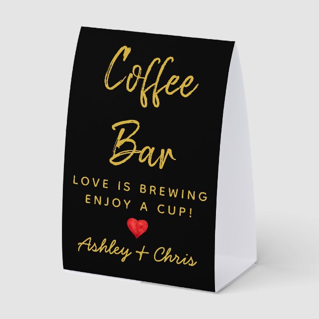 Wedding Coffee Bar Reception Dinner Drink Station Paper Table Tent (Front)