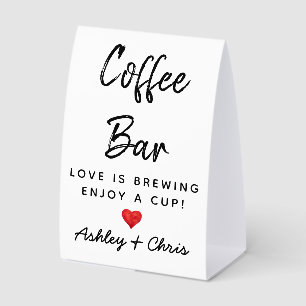 Wedding Coffee Bar Reception Hot Drink Station Paper Table Tent