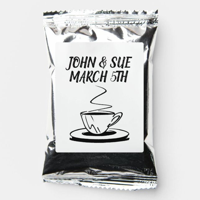 WEDDING COFFEE PACKET FAVOR PERSONALIZED COFFEE DRINK MIX (Front)