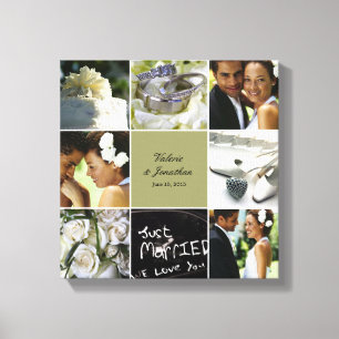 Wedding Collage Wrapped Canvas - Custom Color
