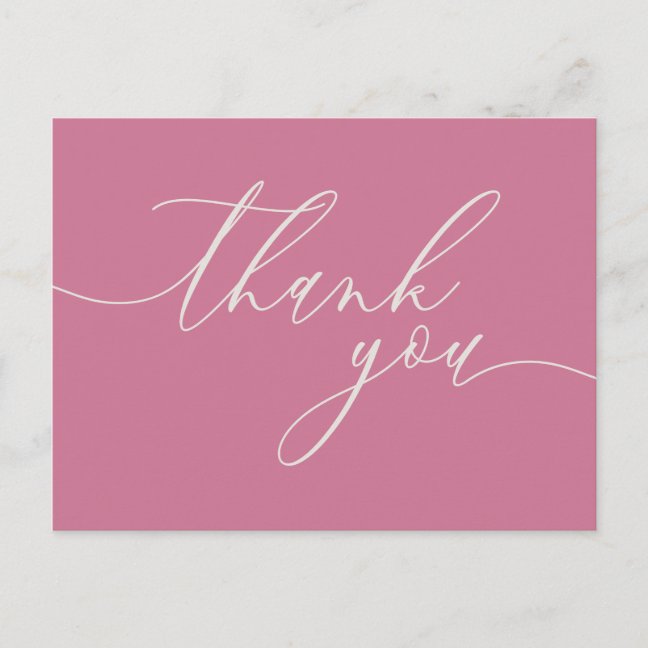 Wedding Color Clean Photo Pink Cream Thank you Postcard