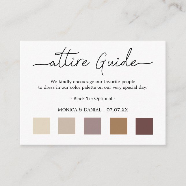  Wedding Color Dress Code Enclosure Card (Front)