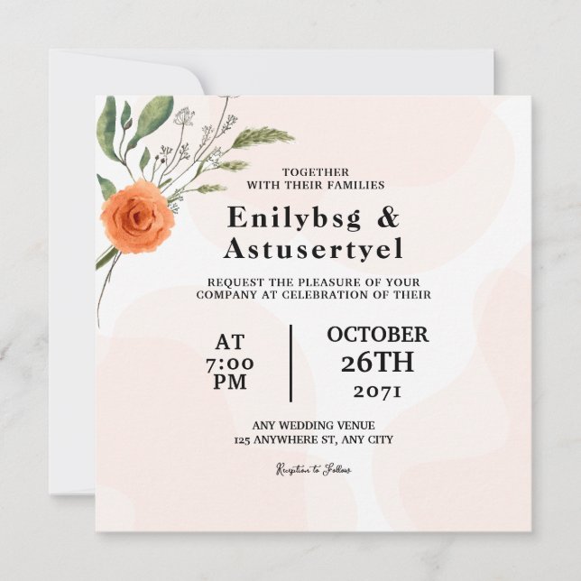 Wedding Color Flower Card Invitation Design  (Front)