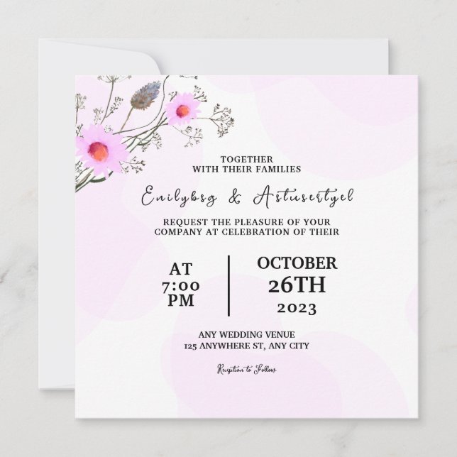 Wedding Color Flower Card Invitation Design Vector (Front)