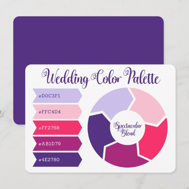 Wedding Color Palette Card with Hex Color Codes  (Front/Back)