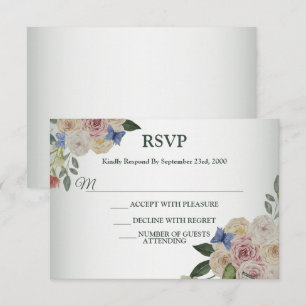 Wedding Colorful Floral Butterfly Green Wedding RSVP Card