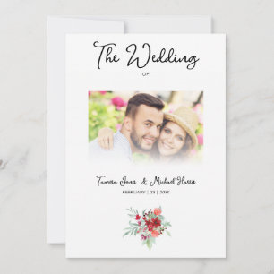 Wedding Colorful Red Shades Flowers Bouquet Invitation