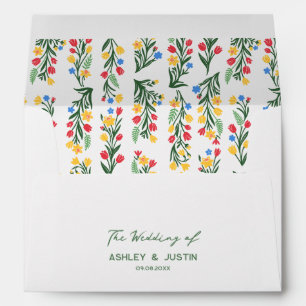 Wedding Colorful Wildflower Invitation Custom Envelope